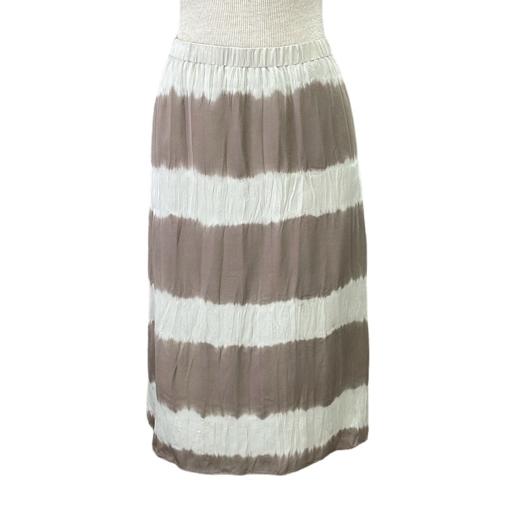 Eileen Fisher The Fisher Project Skirt Women's XL Brown Cream Stripe Silk